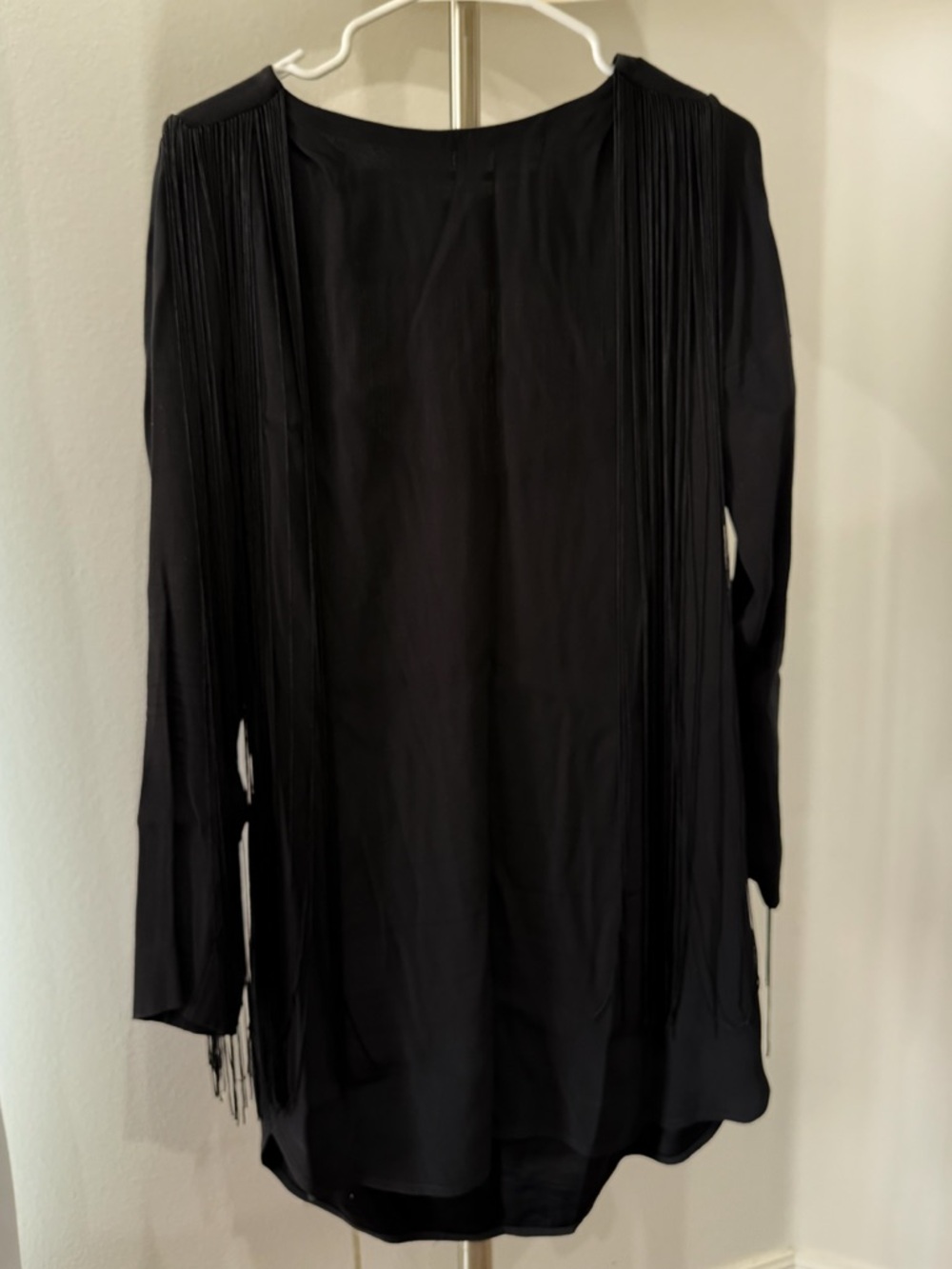 Black Long Sleeve Fringe Dress